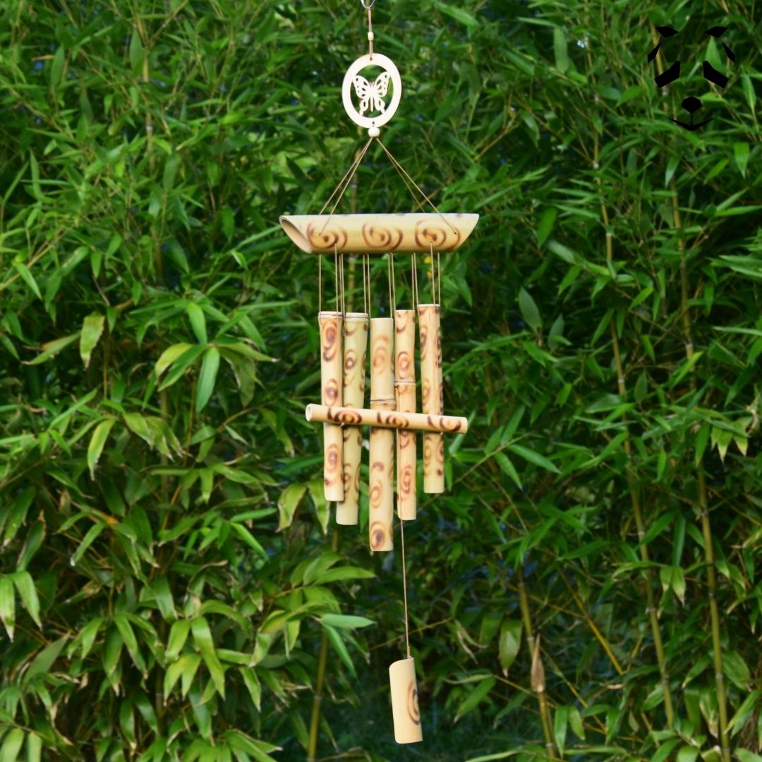 Carillon en Bambou avec Papillon | Feng Shui